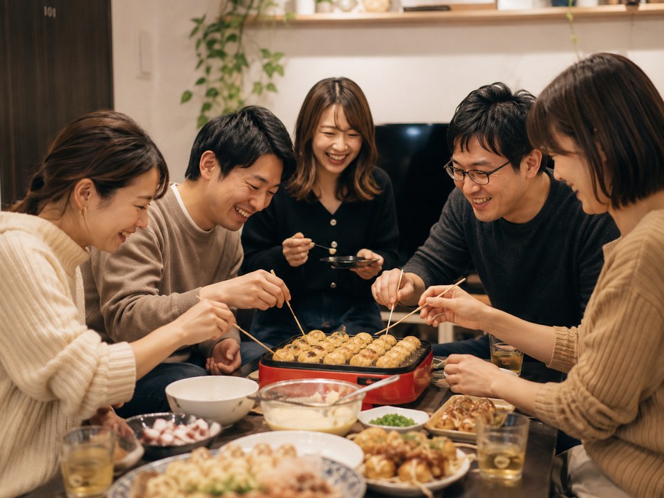 たこ焼きパーティーの様子｜東京えにしあ倶楽部の社会人イベント