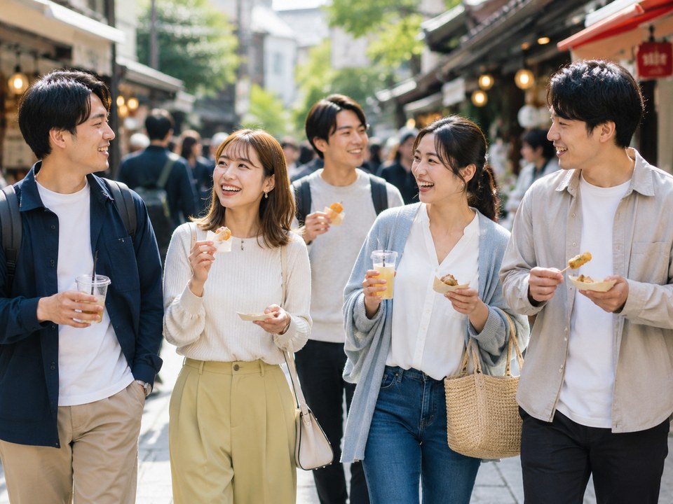 食べ歩き会の様子｜東京えにしあ倶楽部の社会人イベント